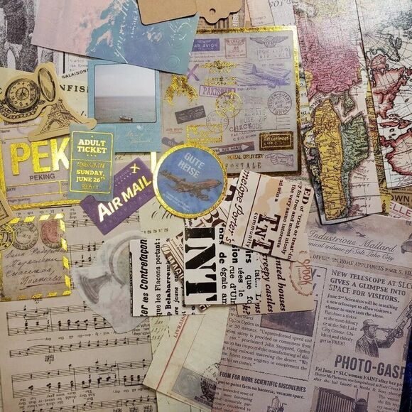 50+ Piece Scrapbooking And Paper Craft Bundle Travel Newspaper - Picture 5 of 5